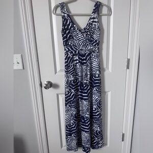 Lilly Pulitzer Sloan Maxi Dress Oh Cabana Boy Navy White Umbrella Size Small